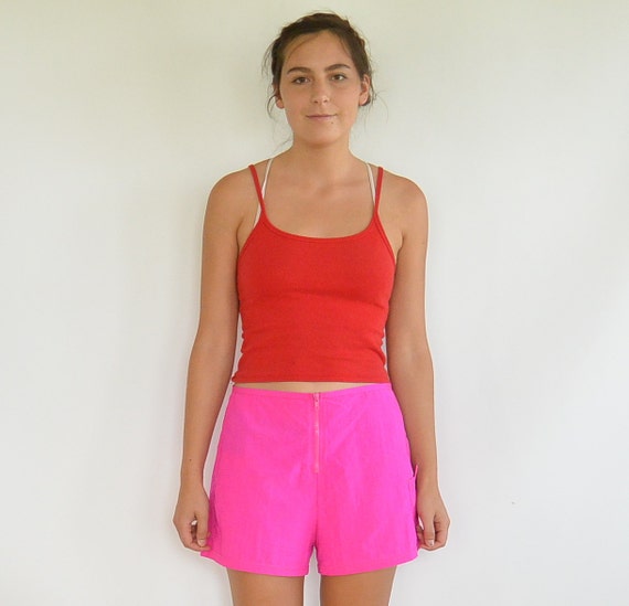 Hot Pink Fuschia Nylon Beach Shorts Surfer Shorts… - image 1