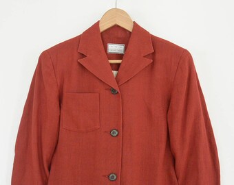 Lat Naylor Maroon Linen Pant Suit: Vintage Designer Blazer