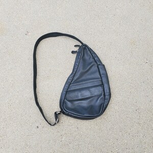 Black Leather Sling Bag Ameribag Medium Size 15