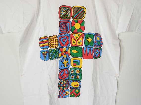 Colorful Cross Sleeping Shirt Dorm Shirt Pop Art … - image 2