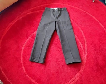Vintage Dickies work pants trousers flat front like new 80's vintage Talon Zipper men's size 36/30 Dickies trousers Dark Olive Green