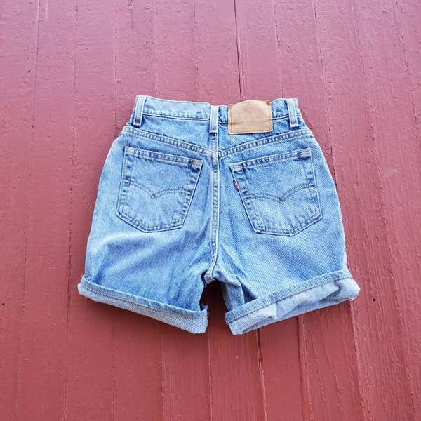 Levi's 512 women's denim shorts vintage size 5 90's vintage high waist cut off shorts rare find Washed out faded look 26" waist 32" hip