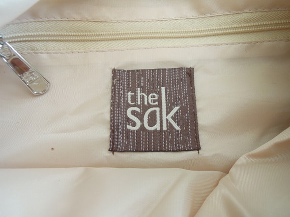 The Sak Nylon Crochet Hobo Bag Large Size Tan Nylon Lined Yellow