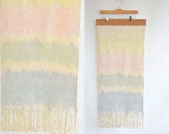 Pastel  Hand Loomed Weaving Wall Hanging Ready to Hang Soft Pastel Colors Fiber Arts