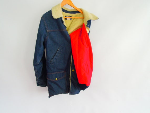 Sherpa Lined Denim Chore Jacket 1970's Vintage Os… - image 6