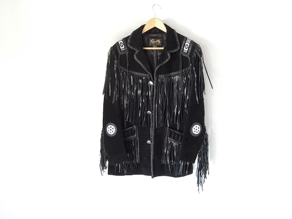 Beaded Fringe Scully Leather Jacket Men's 40 Amer… - image 2