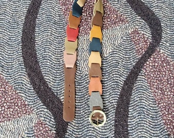 Vintage Tri-tone Leather and Metal Link Belt | Bronze Tan  display picture 1
