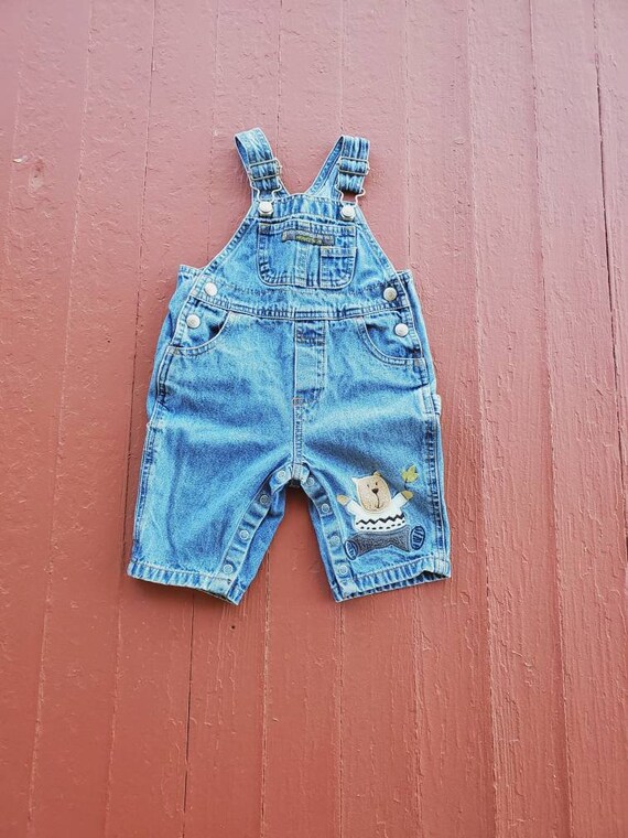 Gap baby overalls denim bib overalls Size 3-6 Mon… - image 5