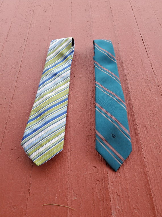 Two neckties Christian Dior poly silk made in Ital