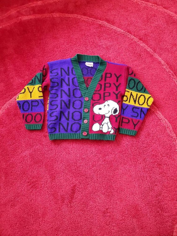 Vintage Snoopy Kids Cardigan All Over Print Snoopy Friends 1950 s Vintage Acrylic Size 5 6 T Peanuts Snoopy Button Down Cardigan Sweater Etsy UK