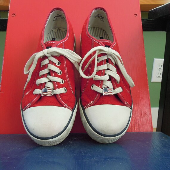 Tommy Hilfiger Red Fleece Platform Sneakers rare … - image 4