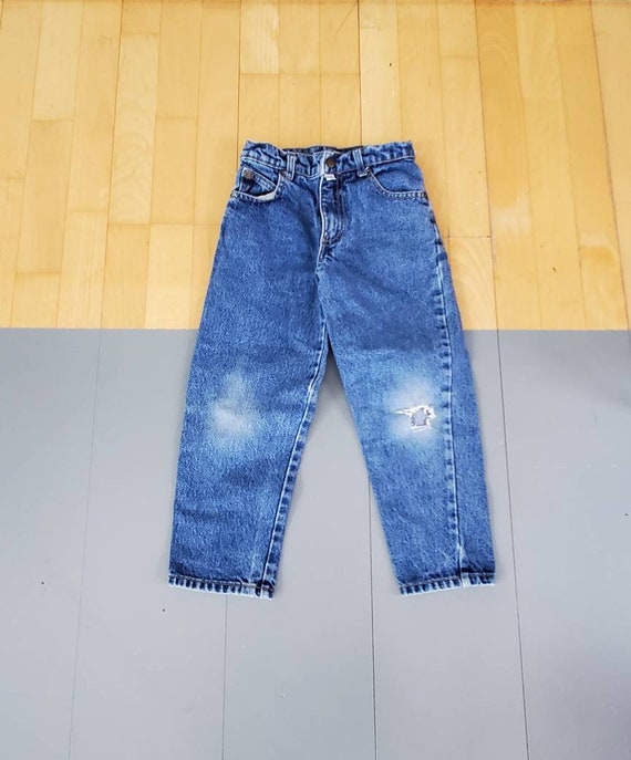 Girl's Guess jeans size 7 torn knee high waist ta… - image 1