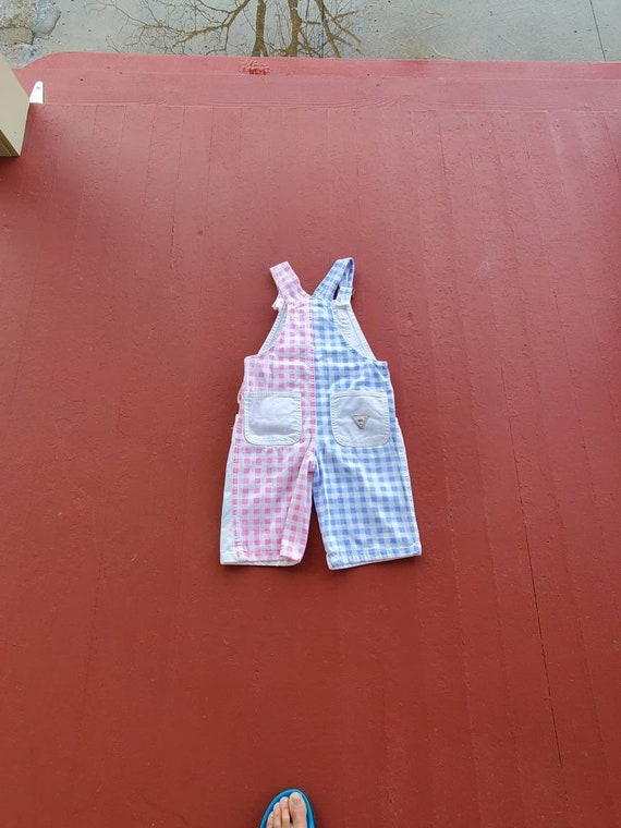 Palmetto's gingham overalls girl's size 7 80's vi… - image 8