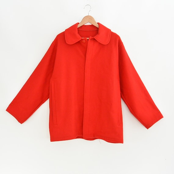 Men's Red Wool Coat Retro 1960's Rare CAMOWEAVE Eddie… Gem