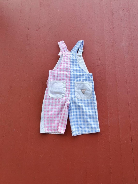 Palmetto's gingham overalls girl's size 7 80's vi… - image 2