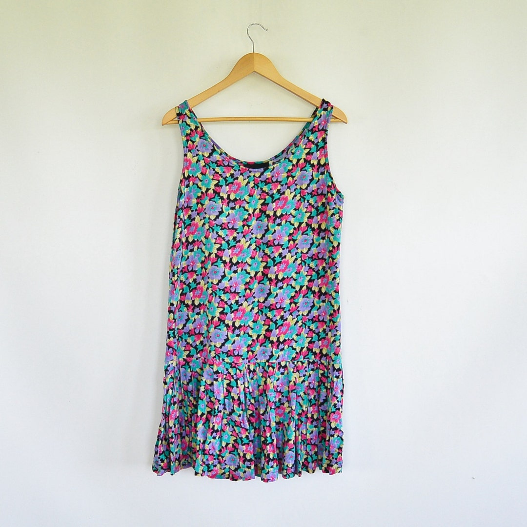 Floral Low Drop Waist 1980's Dress Size Medium Tank - Etsy