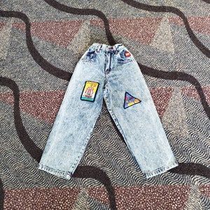Lego Maniac acid wash kids&#39; jeans 90&#39;s vintage rate find elastic back size 4t unisex Lego jeans high waist tapered leg