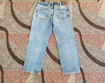 Vintage Lee Jeans: Leather Logo Patch, Altered Fit 33/27