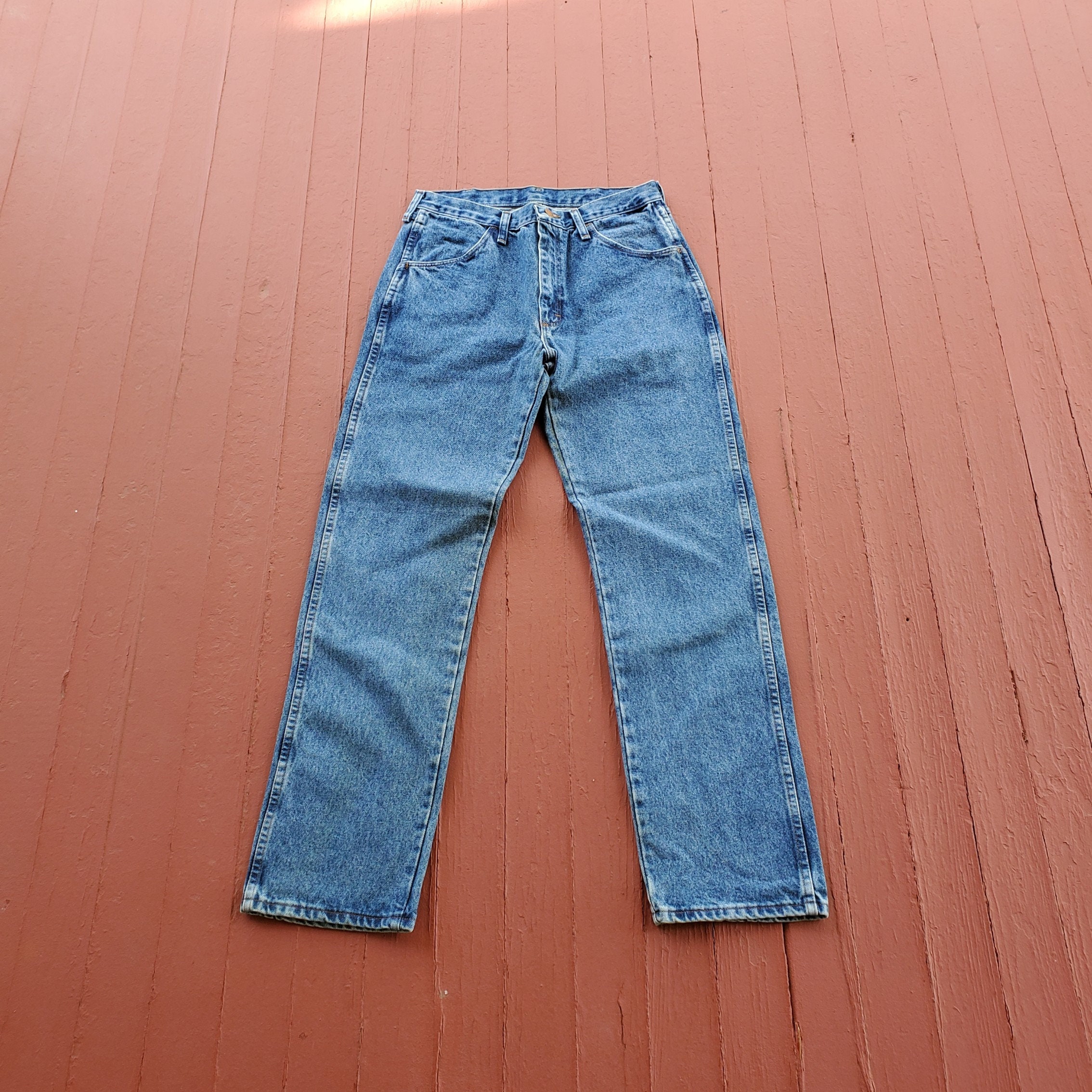 パンツ 90s RUSTLER denim pants(dead stock) 90s Vintage Rustler Jeans Dark Stone Wash High Waist
