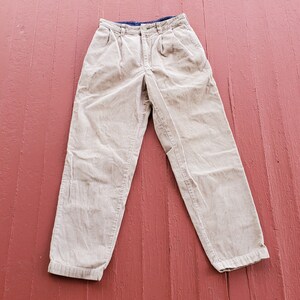 Boy&#39;s size 12 tan pleated corduroys 90&#39;s vintage Tommy Hilfiger brand preppy tan cords with 2 pleats each side worn in perfectly
