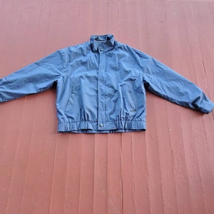 Members Only racer jacket Talon zipper 80&#39;s vintage men&#39;s size XL racer jacket Band collar no chest pockets Blue color