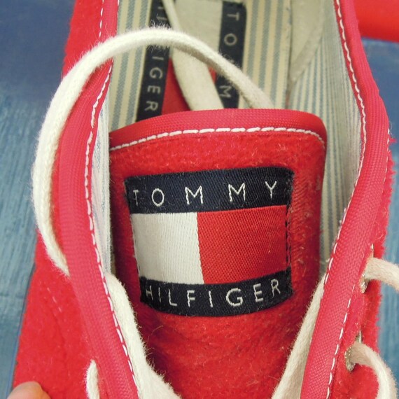 Tommy Hilfiger Red Fleece Platform Sneakers rare … - image 6