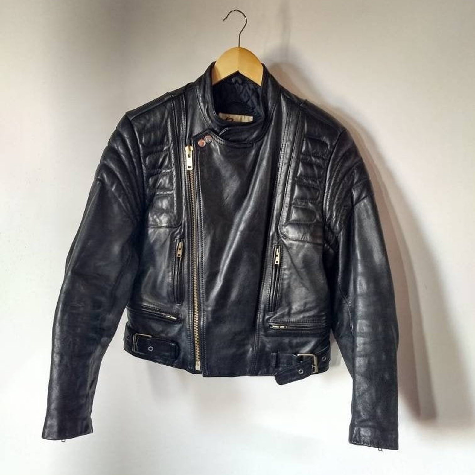 Berman's Motorcycle Black Leather Jacket Quality Heavy - Etsy