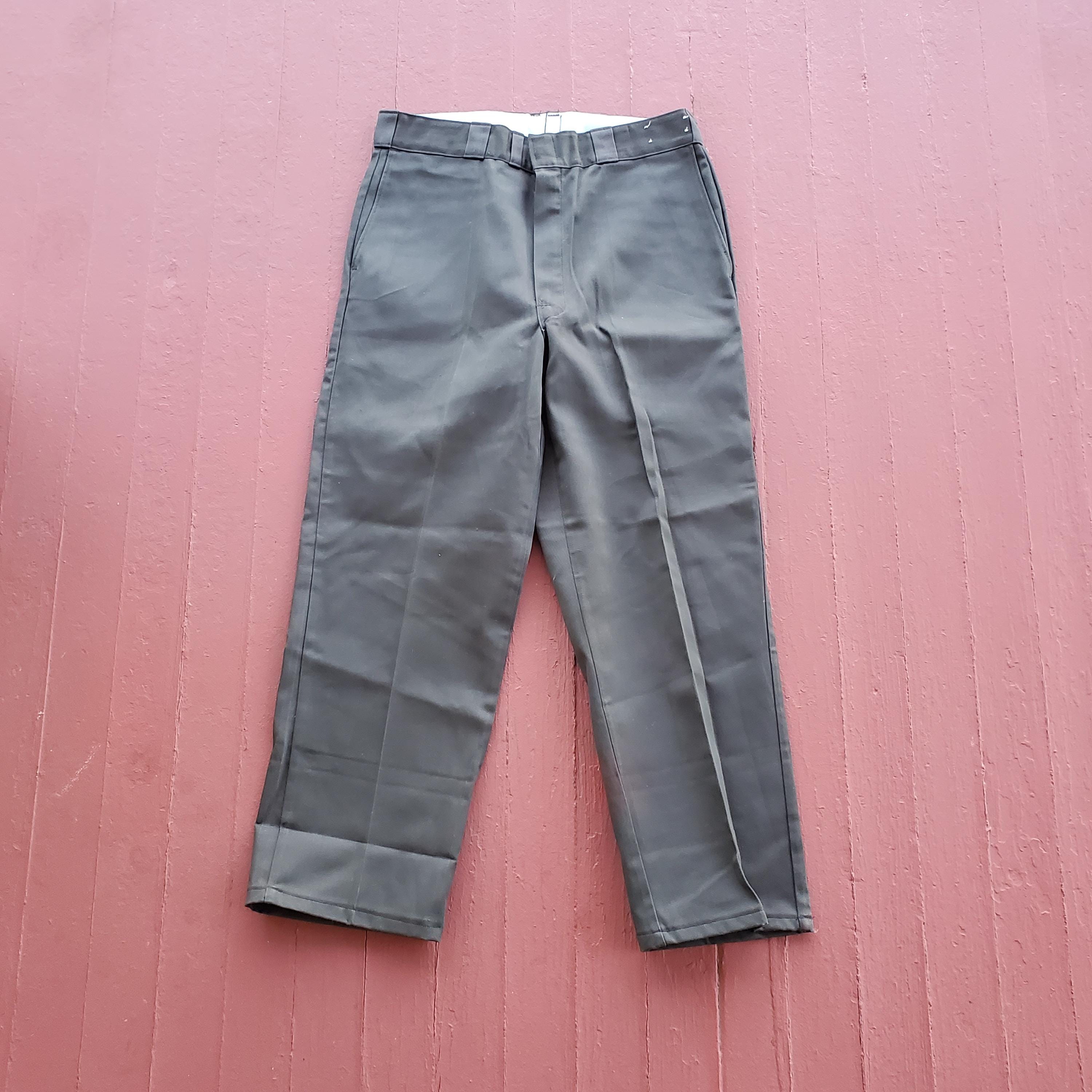 80s Vintage Dickies Work Pants: Olive Green Flat Front Trousers
