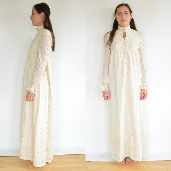 1970's Maxi Dress Broderie Anglaise Embroidered Eyelets - Etsy