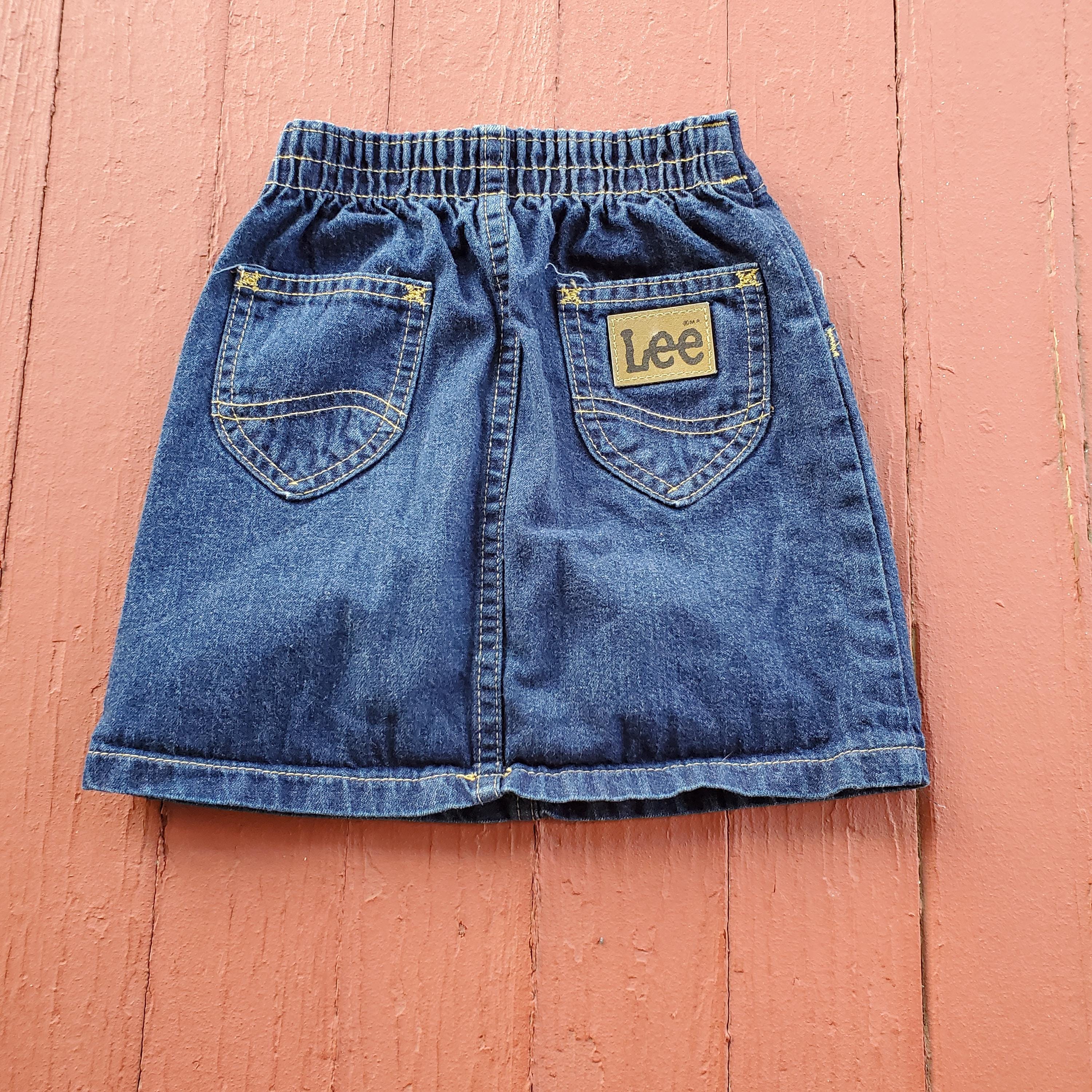 Jupe En Jean Vintage LEE Customisée Avec Clous - Taille 9 - Style Rétro Années 80/90 - Occasion