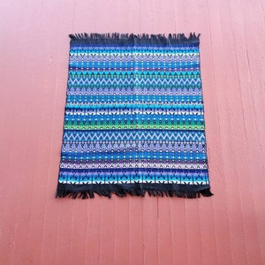 Loom woven Guatemalan table runner or wall hanging 40/34&quot; Mayan textile folk art weaving colorful like new