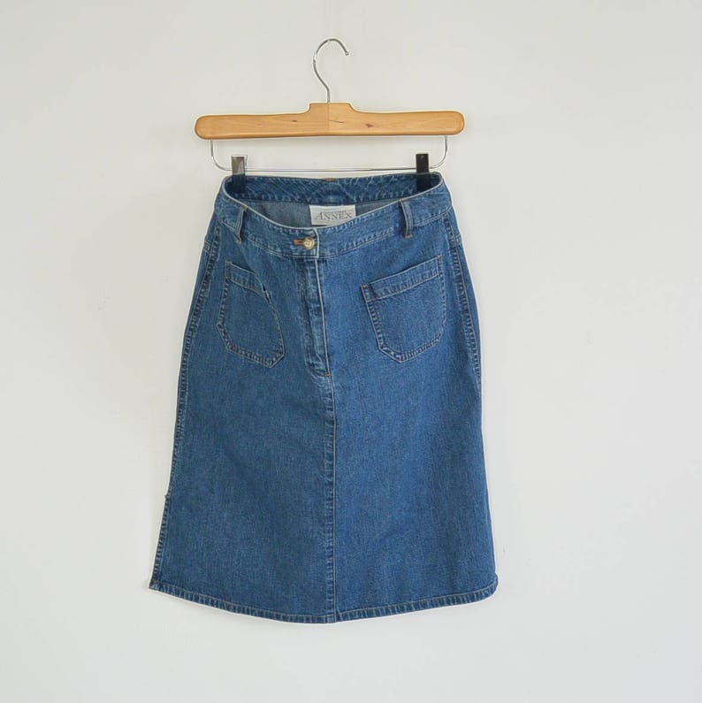 Vintage Denim Skirt High Waisted Midi 90's Era Cute - Etsy