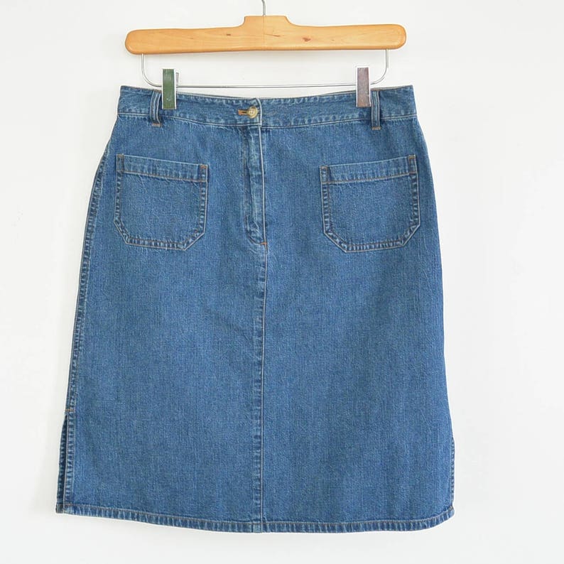 Vintage Denim Skirt High Waisted Midi 90's Era Cute - Etsy