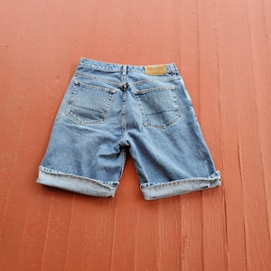 Nautica Jeans company long denim shorts waist 34&quot; men&#39;s denim shorts 90&#39;s vintage skater style long length to knee