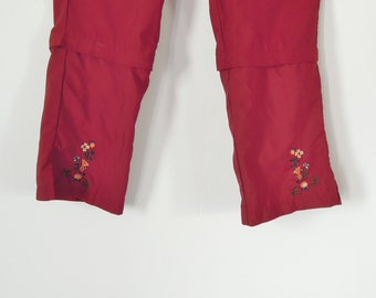 Embroidered 90's Pants Zip off Leg Maroon Color No Boundaries Size