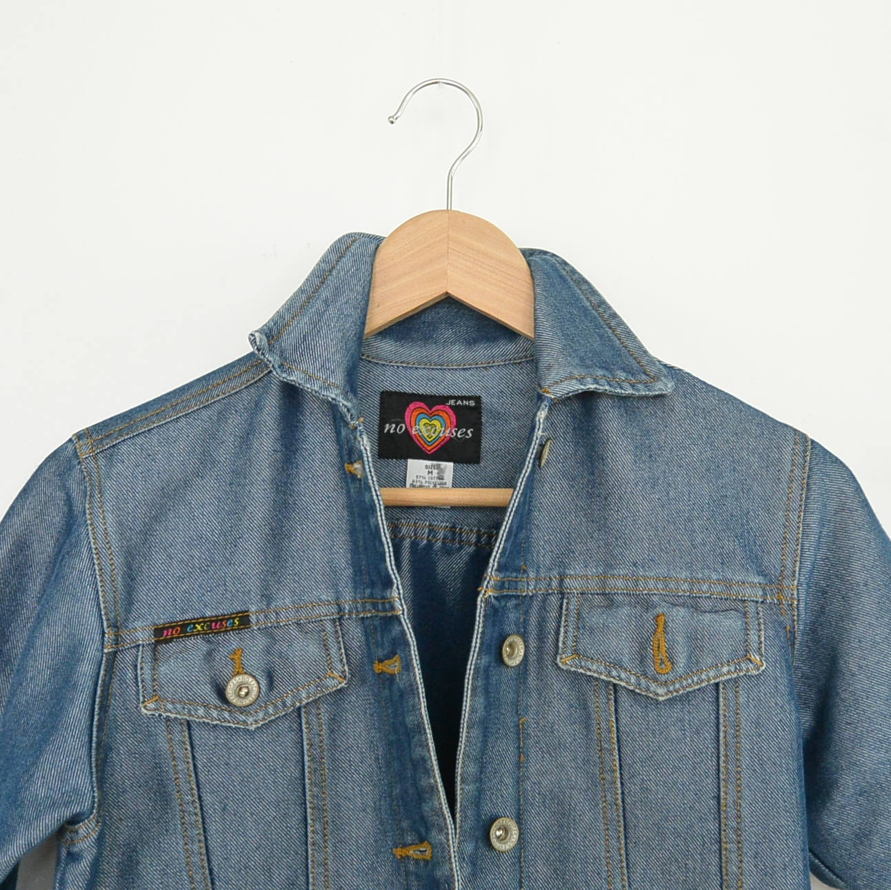 Vintage 90's Short Cropped Denim Jacket Iridescent Metallic