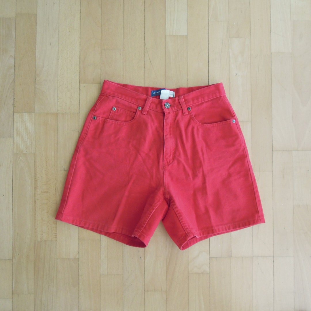 Red High Waist Shorts Red Denim Shorts Lizwear Liz Claiborne High Waist ...