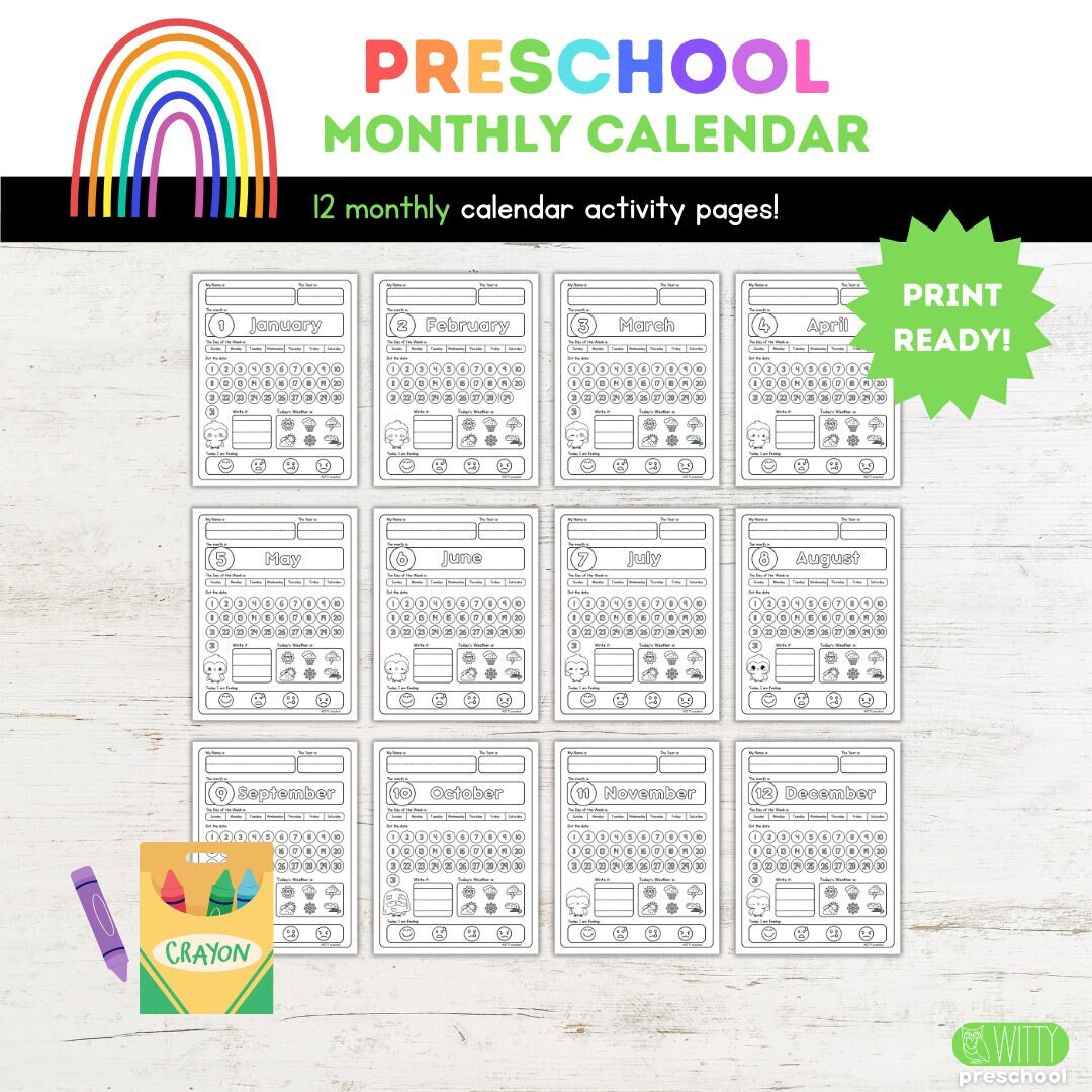 Preschool Monthly Calendar - Etsy