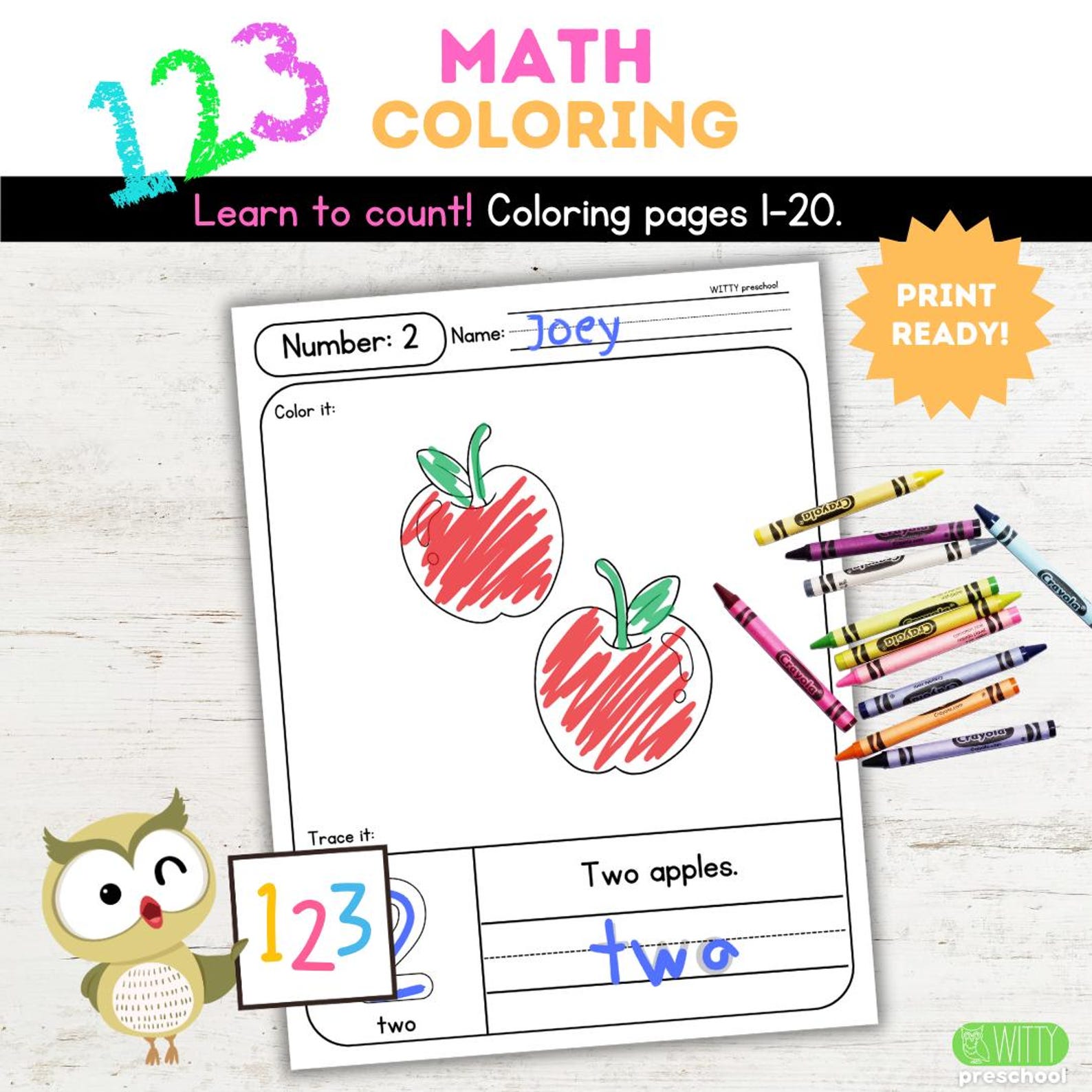 Preschool Math Color Printable Preschool Math Coloring - Etsy