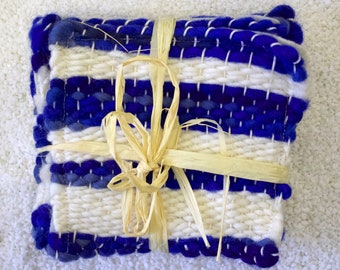 ULTRAMARINE DREAMS // 5"x15" Set aus vier handgewebten Untersetzern