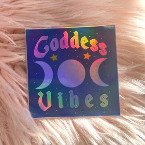 Goddess Vibes Holographic Sticker, Witchy Stickers, Holographic Sticker Cute, Witch Aesthetic Art, Gen Z Stickers