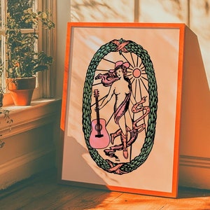 Cowgirl Tarot Art Print: Mystical Western Artwork