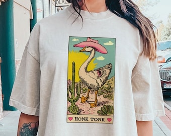 Honk Tonk Goose Tarot Tee, Cowgirl Shirt For Women, Goose Tshirt, Honk Goose, Western Graphic Tee, Goose Shirt