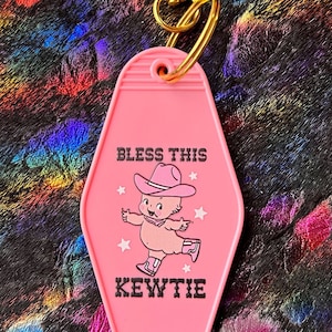 Cowpoke Kewtie Motel Keychain, Cowgirl Keychain, Gen Z Gift, Funny Keychain for Women, Funny Keychains Gift, Motel Key Chain