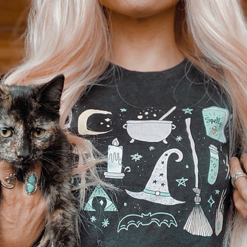 Mystical Doodles Tee / womens graphic tees / witch clothing tshirt / halloween shirt women / cute ghost ghoul mystical witchy gifts