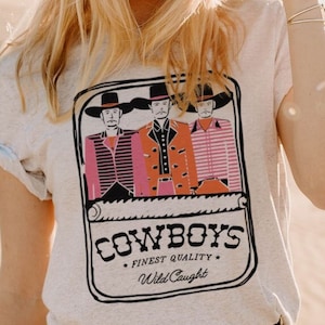 Can O' Cowboys Graphic Tee: Retro Western Cowgirl Shirt