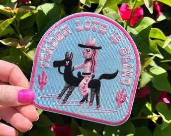 Tender Love Is Blind Embroidered Patch, Cowgirl Patches, Gen Z Gifts, Western Patches, Cowgirl Gifts, Dolly Parton Patch