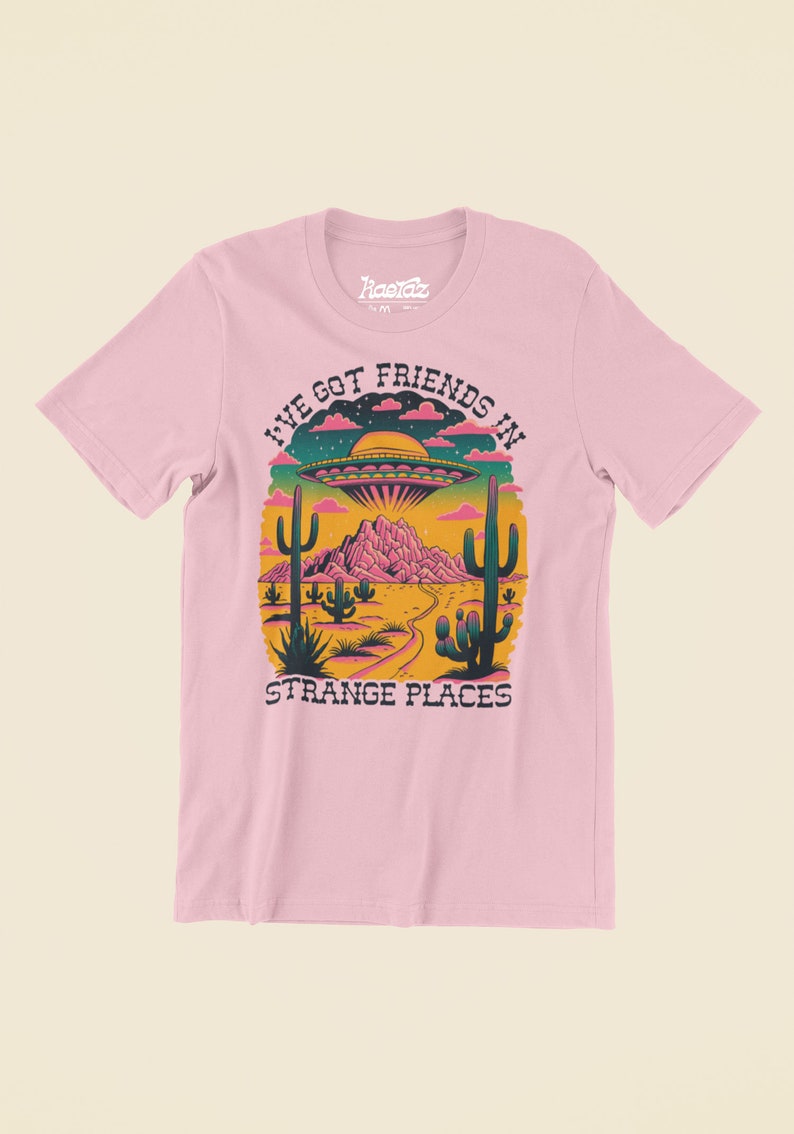 Friends In Strange Places Tee, Alien Shirt Women, Alien Cowgirl, Cowgirl Shirt For Women, UFO Shirt, X-Files T-Shirt image 4