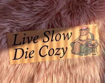 Live Slow Die gezellige bumpersticker: grappige autosticker Gen Z