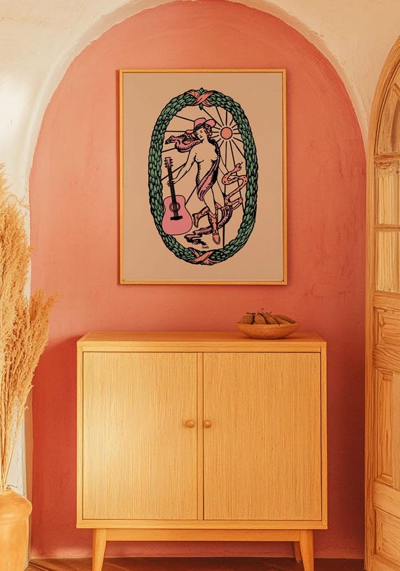 Cowgirl Tarot Art Print: Mystical Western Artwork